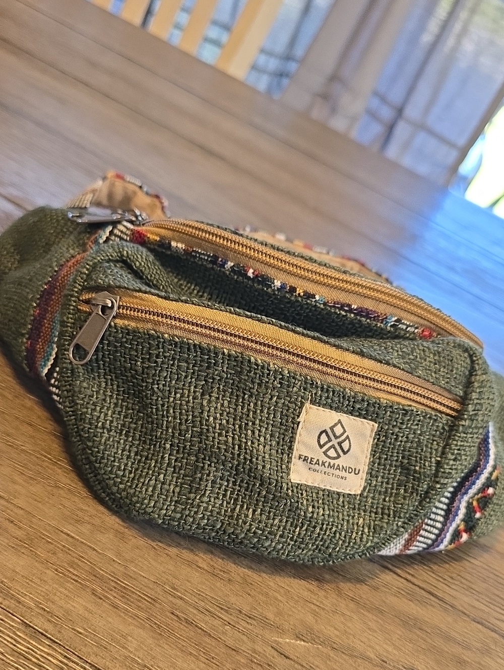 Freakmandu Green Woven Waist Bag